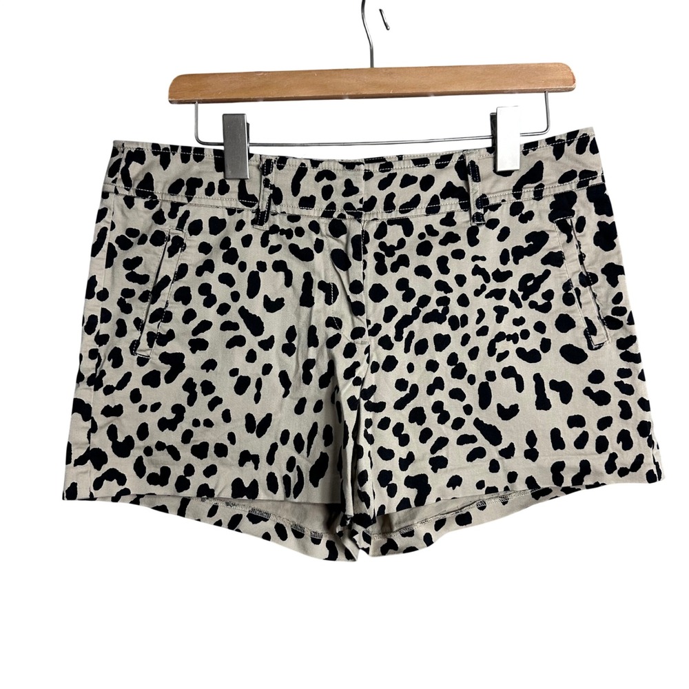 Cache Leopard Print Shorts 10 Tan Black Animal Spotted Cotton Blend y2k brats